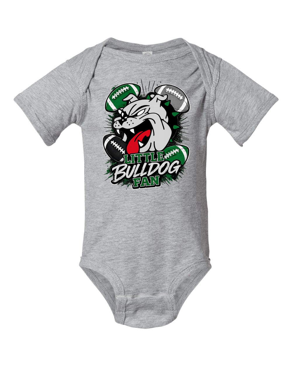 Little Bulldog Fan Football Short Sleeve Baby Onesie