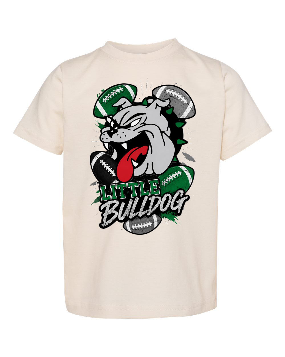 Little Bulldog Fan Football Toddler Crewneck Short Sleeve Tee