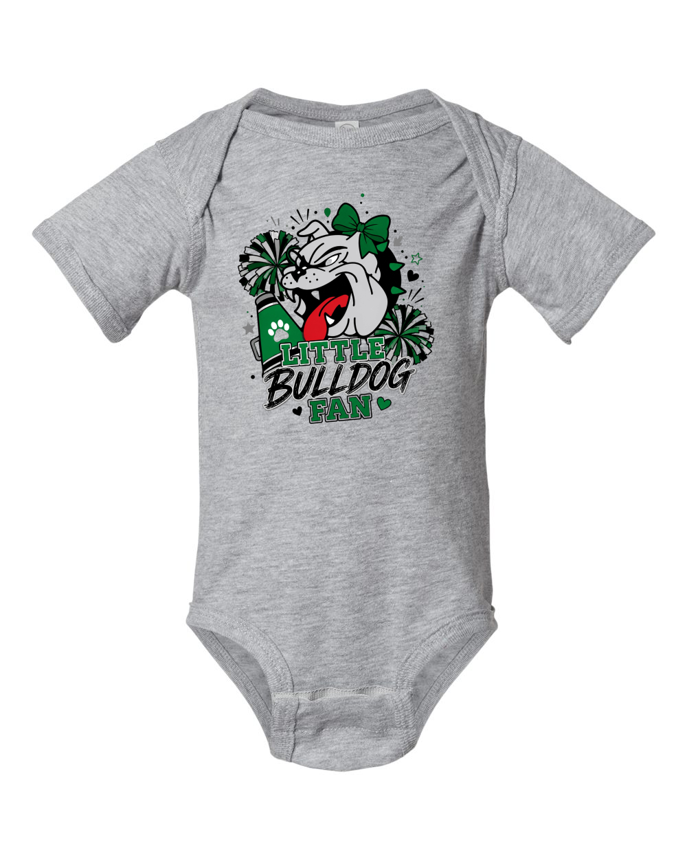 Little Bulldog Fan Cheer Short Sleeve Baby Onesie