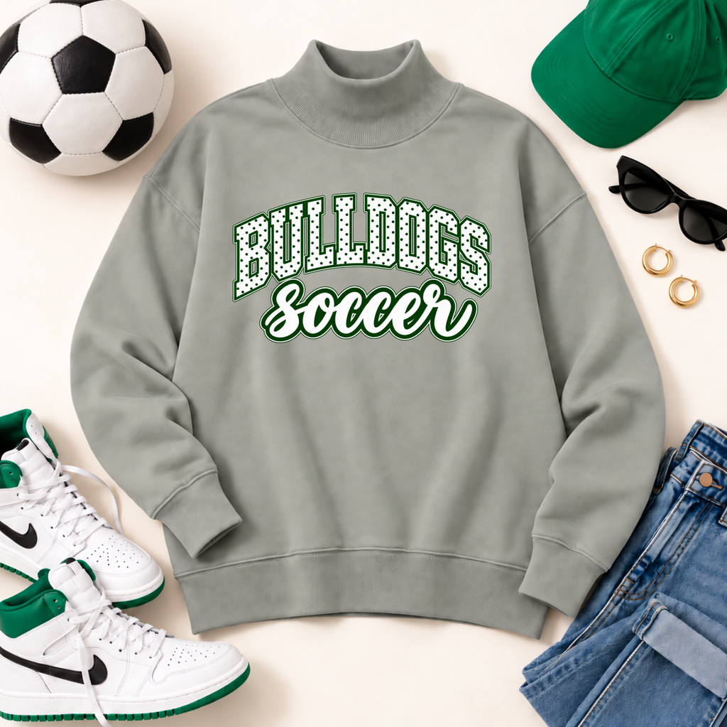 Bulldogs Sports Graphic Print Mock Neck Sweatshirt
